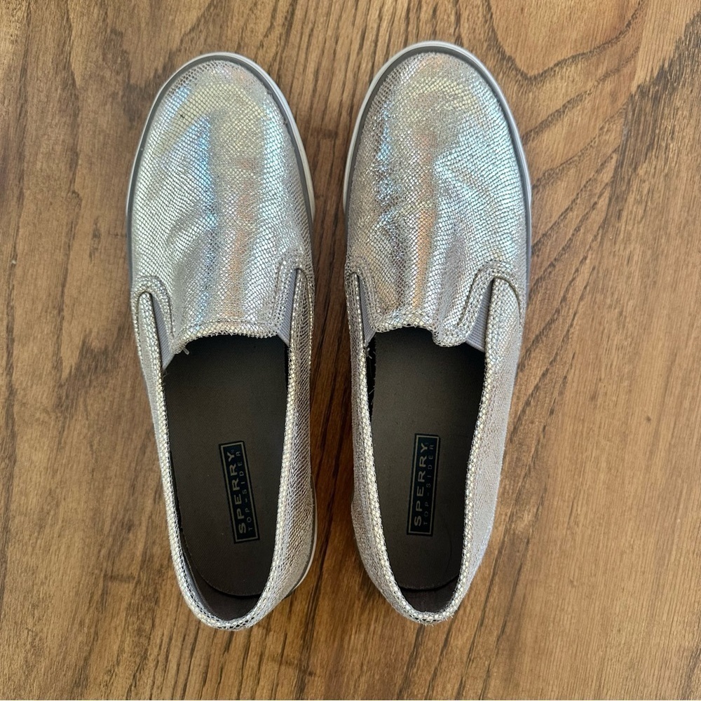 Sperry Seaside Embossed Slide On Sneaker Gold Metallic Shimmer Women’s Size 9.5 - Picture 8 of 10